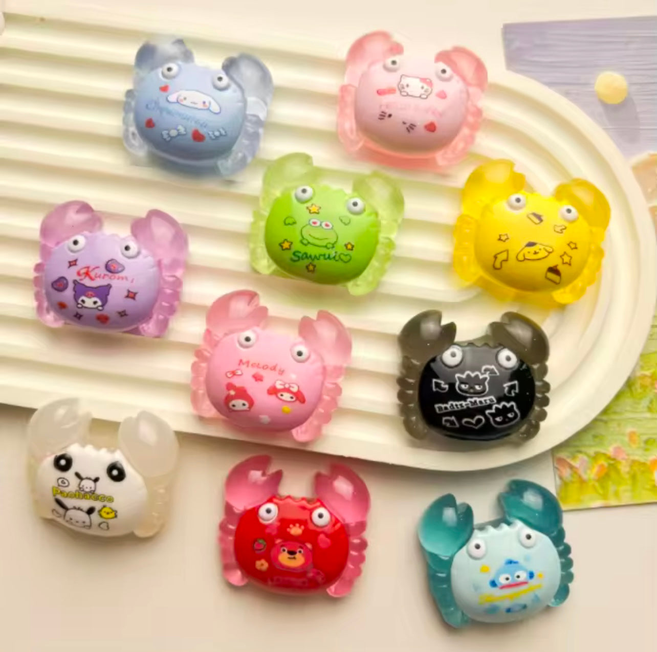 luminous resin crabs